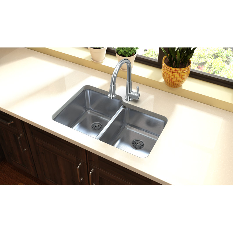Lustertone 31.25" L x 20.5" W Double Basin Undermount Kitchen Sink