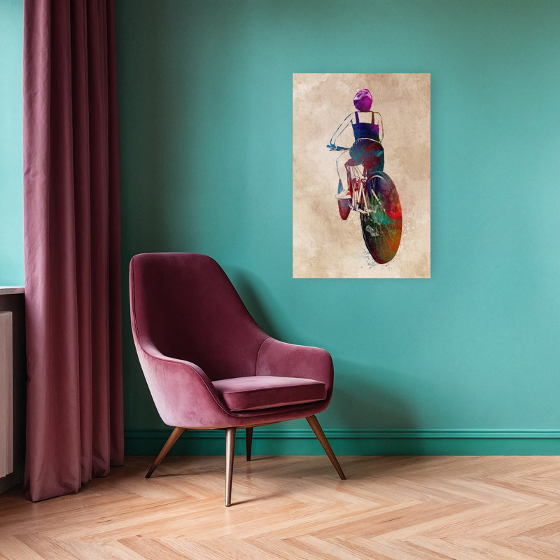 «Vibrant Bike Ride», art mural contemporain, 36" H x 24" W