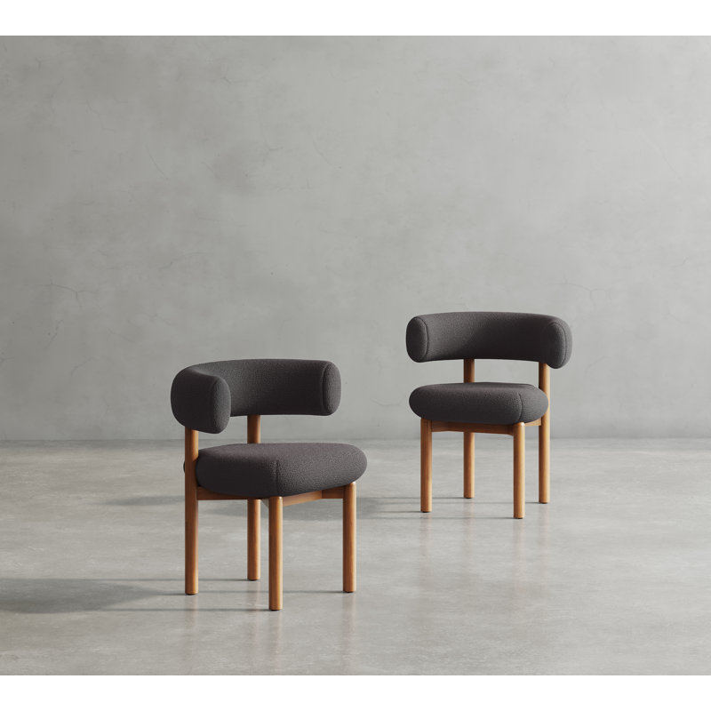 Bruno Upholstered Dining Chair, Sherpa Smoke