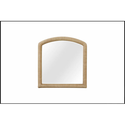Miroir arqué en corde avec cadre de couleur caramel, parfait pour un décor côtier et moderne.
