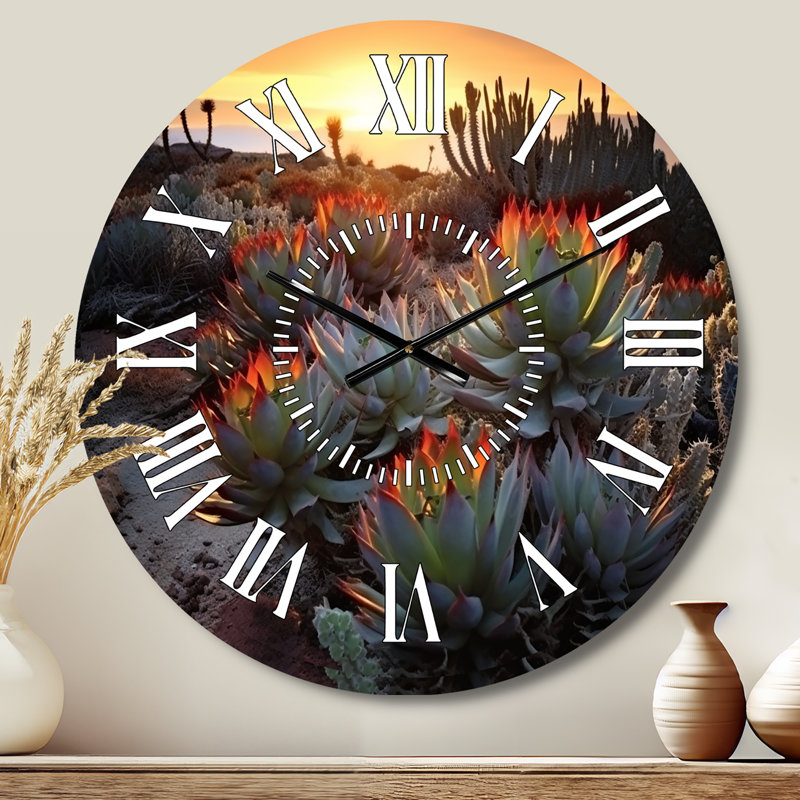 Horloge murale Succulent Desert Cactus, Médium