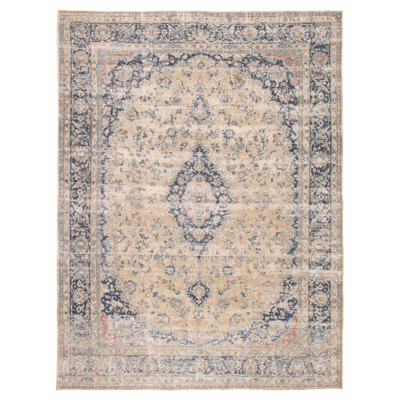 Tapis unique en laine de style années 1990 de 9 pi 5 po x 12 pi 9 po Alharmondro