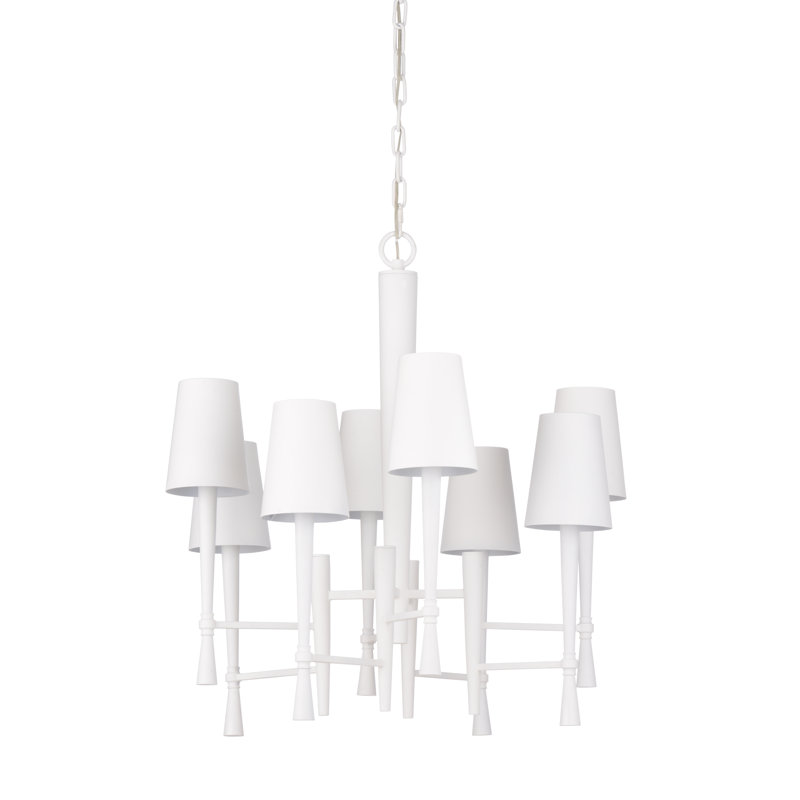 Lustre classique unique à 8 lumières Coastal, Blanc, Blanc