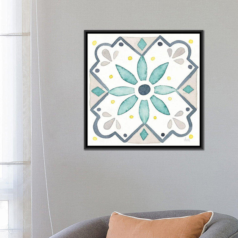 « jardin escapade tile v white », reproduction de photo sur toile, H 26 po x l 26 po x P 1,5 po, Toile avec cadre noir
