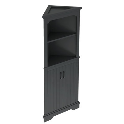 Grande armoire d'angle avec portes pour le salon, la salle de bain, la salle à manger ou la cuisine, noir