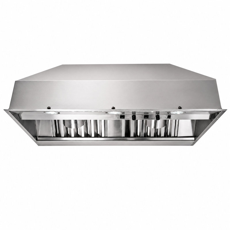Insert de hotte de cuisine professionnelle PROLINE de 46 pouces (pour hottes de cuisine de 48 pouces), PCM variable, acier inoxydable, éclairage halogène, ULTRA silencieux, 4 vitesses, garantie de 3 ans, filtres allant au lave-vaisselle