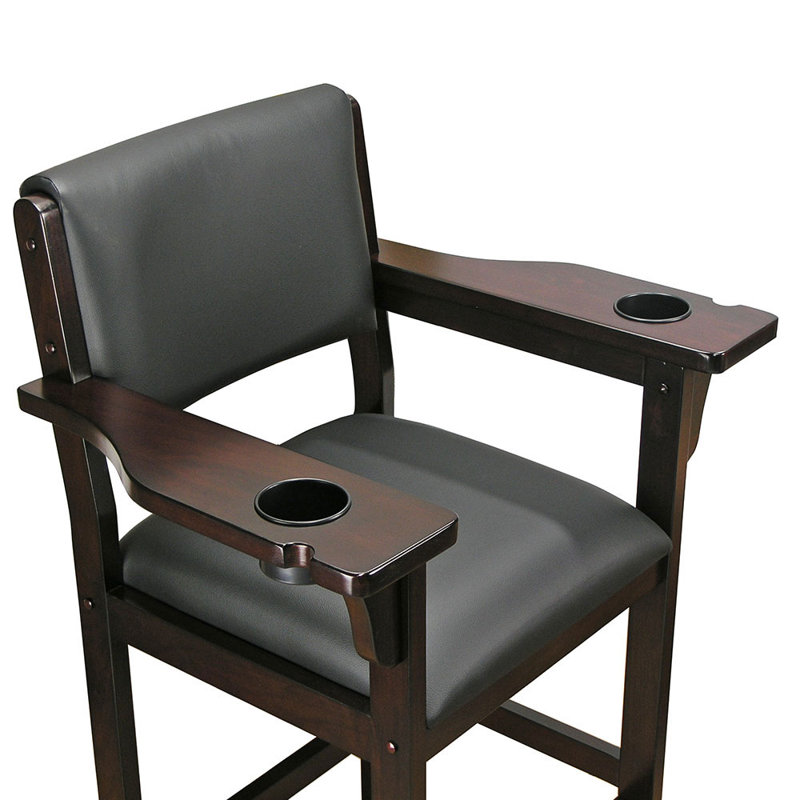 Upholstered Counter Stool with Solid Wood Frame, Traditional Mahogany