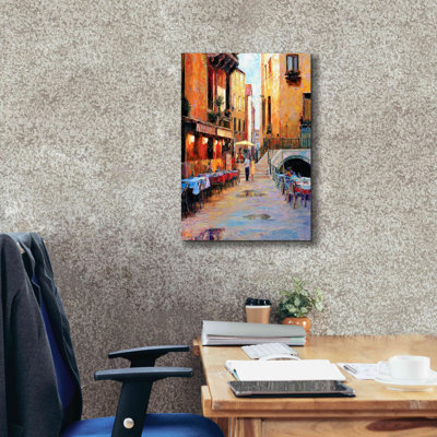 'Street Café after Rain' by Haixia Liu, Canvas Wall Art