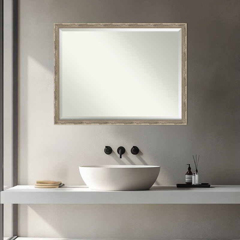 Miroir mural de salle de bain Mila, 25,5 po x 19,5 po, Argent foncé