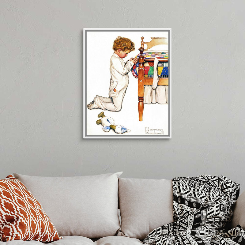 «A Christmas Prayer», art mural sur toile, Cadre flottant blanc, H 32 po x l 26 po x P 1,75 po
