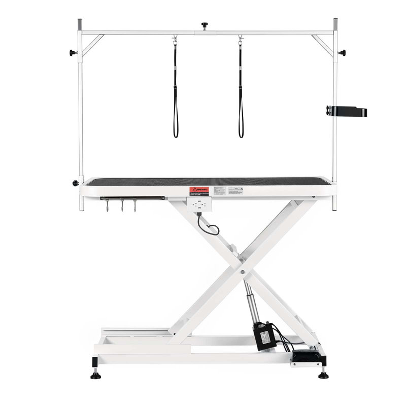 Table de toilettage électrique pour animaux de compagnie, station robuste de 127 cm (50 pouces) pour grands chiens, hauteur réglable, supporte jusqu'à 181 kg (400 lb), idéale pour le bain, la coupe et le séchage, crochets et support de rangement inclus.