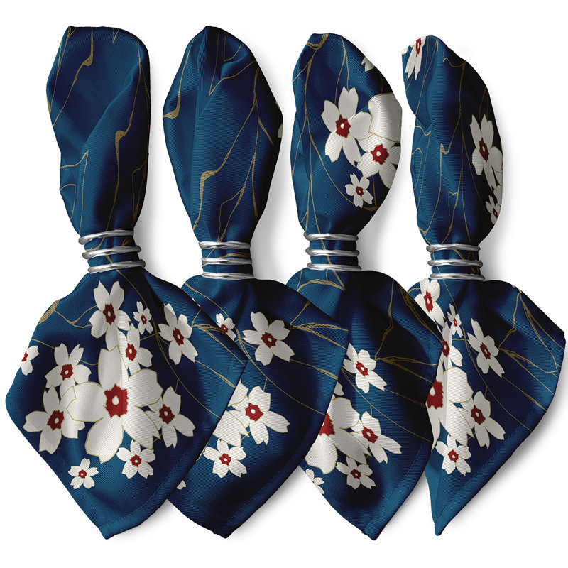 Serviette Brainard, L 18 po x L 18 po, Bleu sarcelle / rouge
