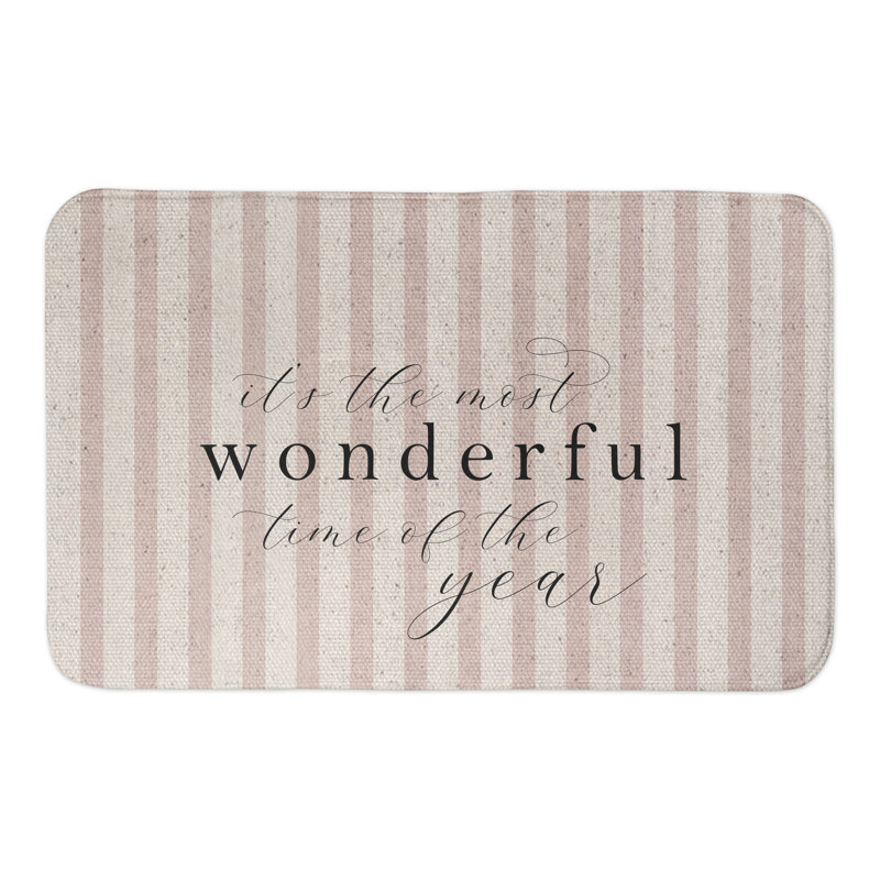 Tapis de bain à rayures rouges It's It's The Most Wonderful The Time Of The Year