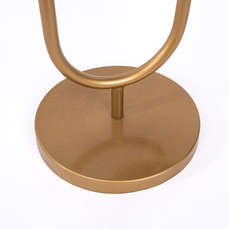 Two Tiered Natural Marble And Gold Accent Table