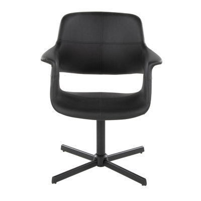Fauteuil d'appoint pivotant rétro Mid-Century avec base en X et métal noir et similicuir Vintage Flair par Lumisource