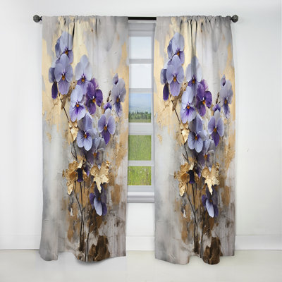 Beaury - Violets Floral Blackout Curtain - 1 Panels