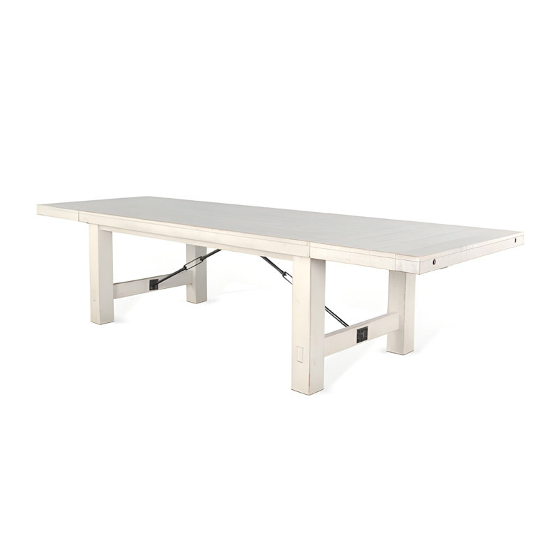 Rena Dining Table, 2 Extension Leaf, 86-122 Inch Mahogany Wood, White, 30"H x 122"L x 42"W