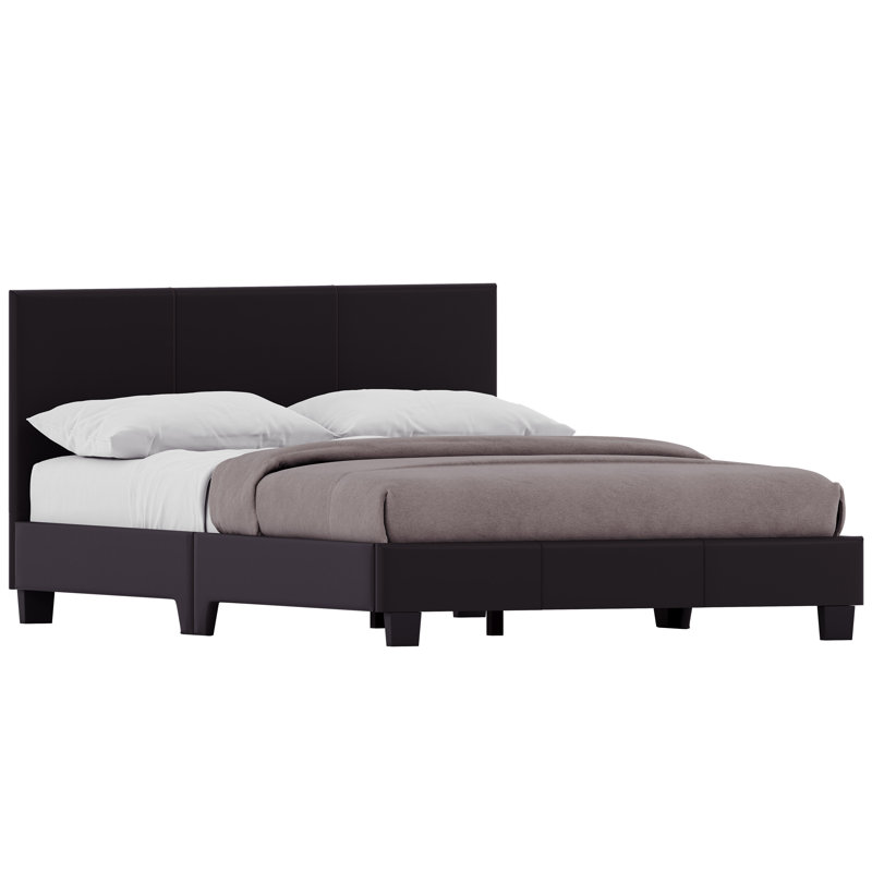 Scipio Upholstered Faux Leather Bed, UKFR Certified, Small Double (4'), Brown