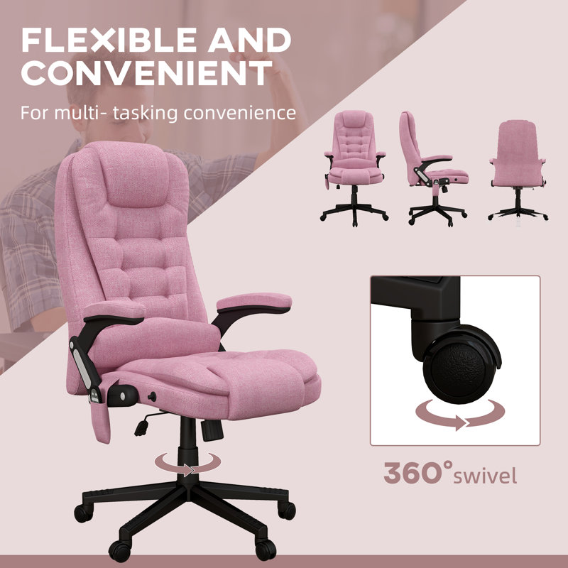 Polyester Blend Executive Chair with Headrest, Pink