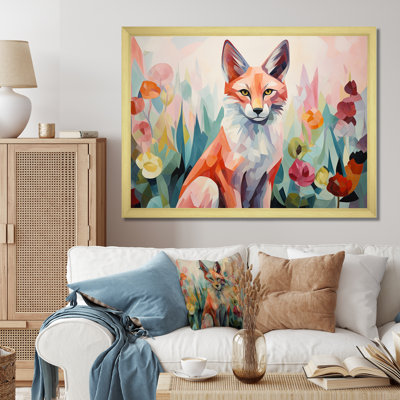 Art mural orange et rose, renard dans un style matte I - Renard