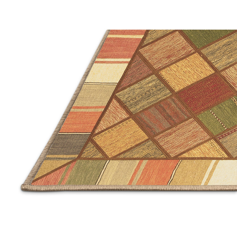 Washable Geometric Indoor Rug, Rectangle 7' x 9'
