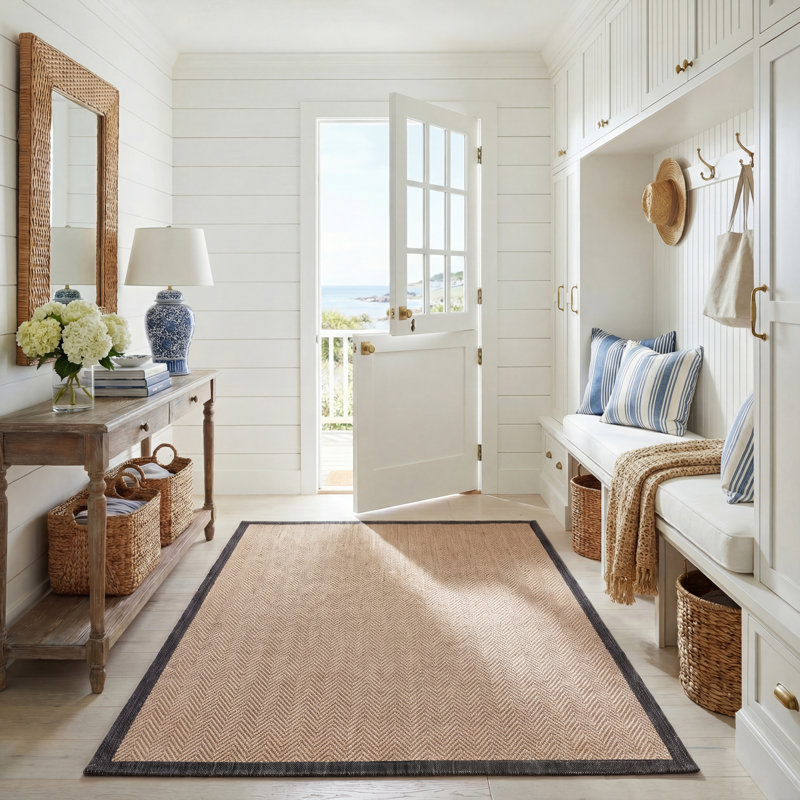 Tapis d'intérieur/extérieur Courtyard 8131 à chevrons, Rectangle 5 pi 3 po x 7 pi 7 po
