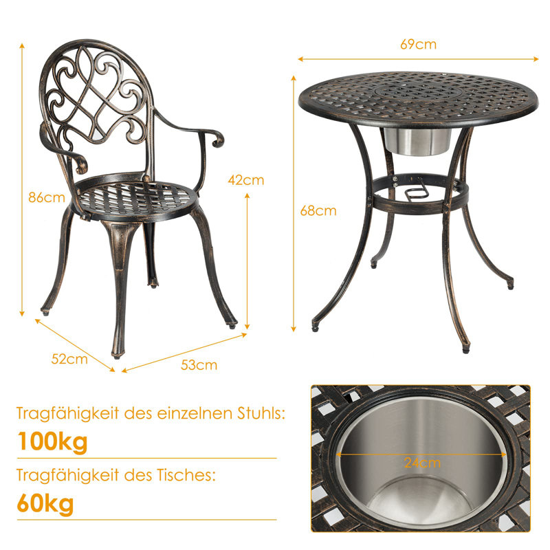 Provenzano 2 - Person Patio Dining Set with Round Table