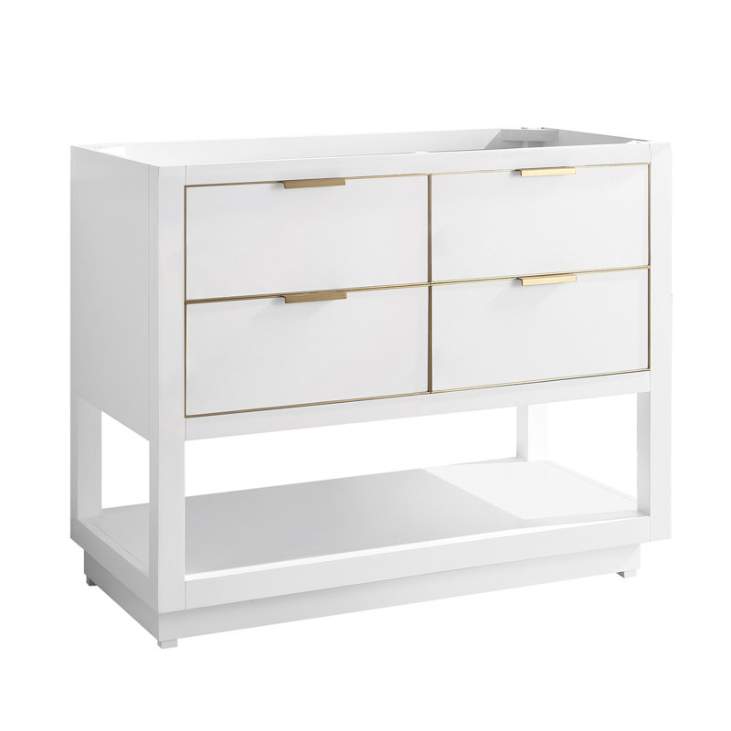 Allie 42'' W Single Bathroom Vanity Base, White/Matte Gold
