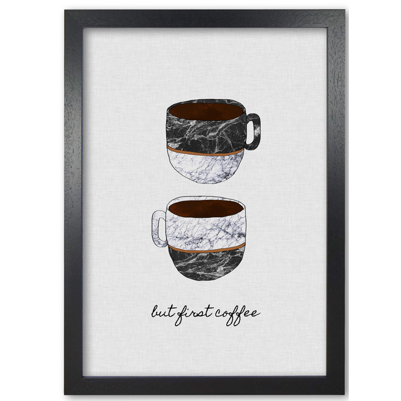 But First Coffee II - Print, 42 cm H x 30 cm W x 5 cm D, Black Grain Frame