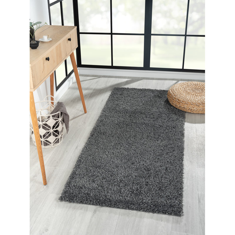 Shaggy Lush dark grey Rug, Runner 80 x 200cm