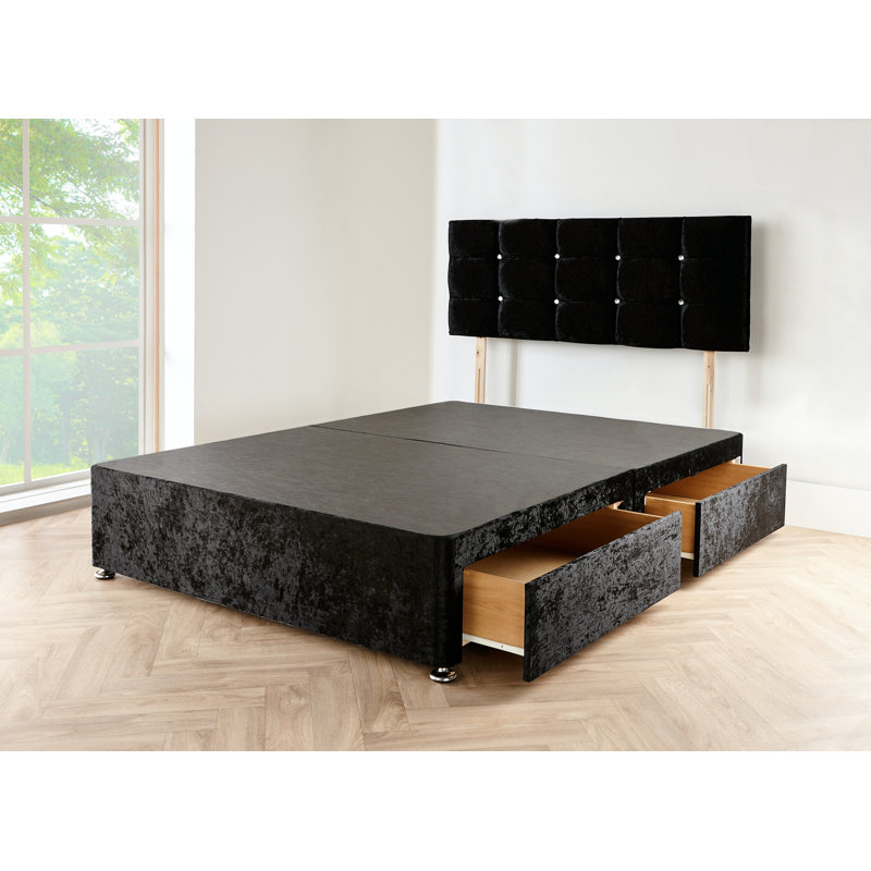 Colasanto Divan Bed Base, Black Chenille, 160 x 220cm