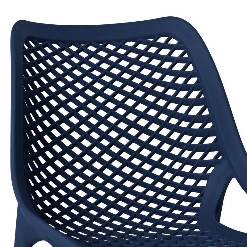Outdoor Stacking Dining Side Chair (Set Of 2), Dark Blue
