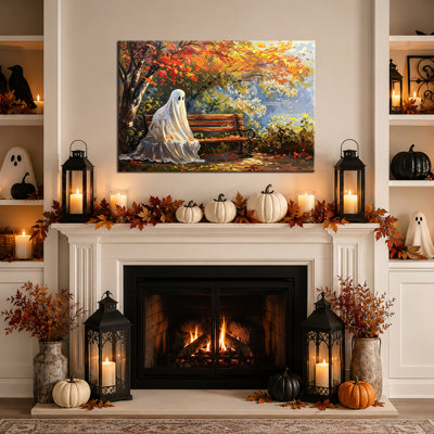 Automne, art mural d'Halloween, images fantômes, peinture d'Halloween, art mural sur toile Halloween