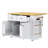 K&K 48inch Large Kitchen Island with 2 Bar Stools, Power Outlet, Door Internal Storage Rack, Kitchen Storage Cart on 5 Wheels with Drop Leaf, 5 Open Side Racks, 2 Drawers,White (Three Packages)-506888564