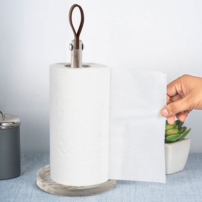 Porte-papier essuie-tout en bois | Finition blanchie