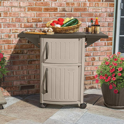 Portable Dry Rein Outdoor Serving and Grilling Prep Station with Wheels