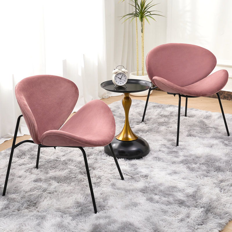 Fauteuil d'appoint en velours Voletta, Velours rose