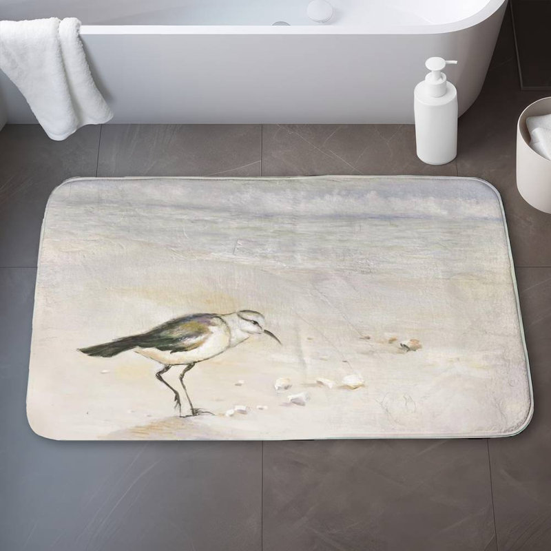 Semipalmated sandpiper on the beach Bath Mat with Non-Slip Backing - Quick Dry Memory Foam Bathroom Rug - Absorbent - Modern Plush Spa-Style - Machine Washable