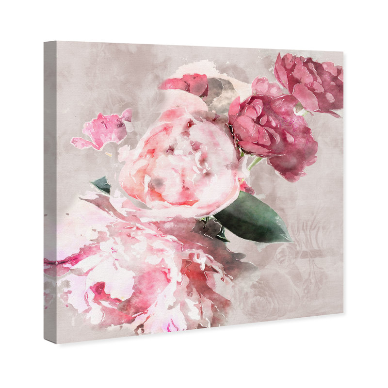 Doux romantique, rose traditionnel - peinture, Toile tendue, H 30 po x l 30 po