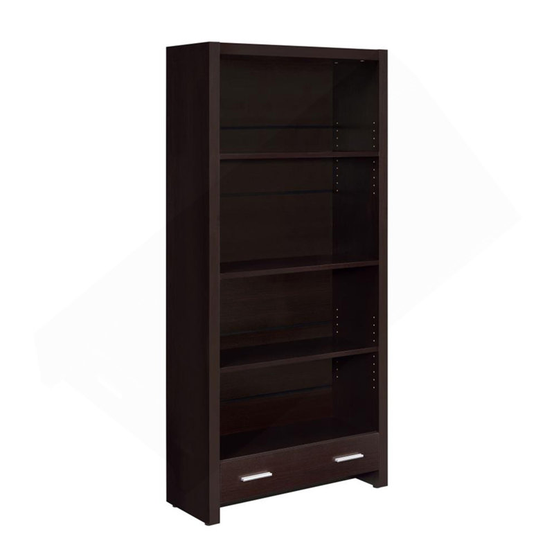 Bibliothèque à 4 tablettes avec tiroir de rangement au fini cappuccino