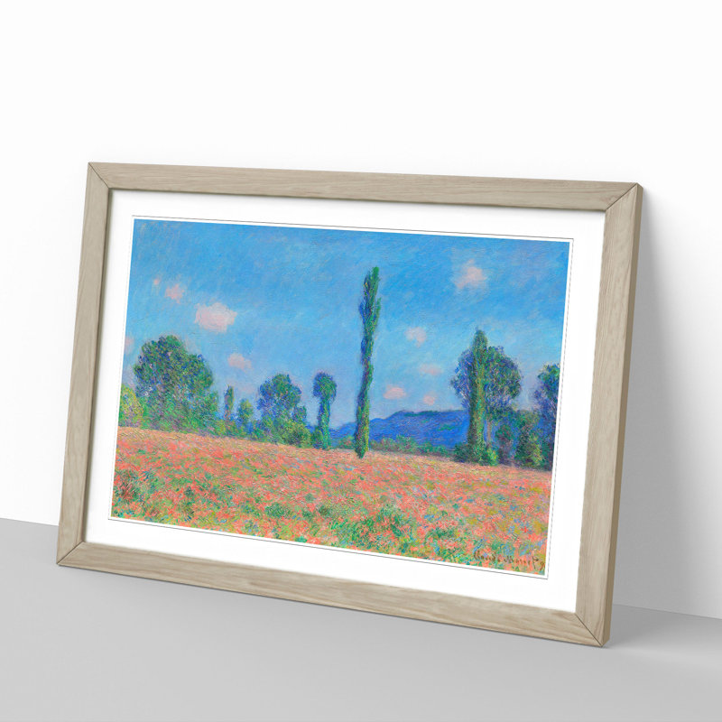 Poppy Field in Giverny Vol.2 by Claude Monet - Picture Frame Painting, Oak Framed, 48cm H x 65cm W x 2cm D