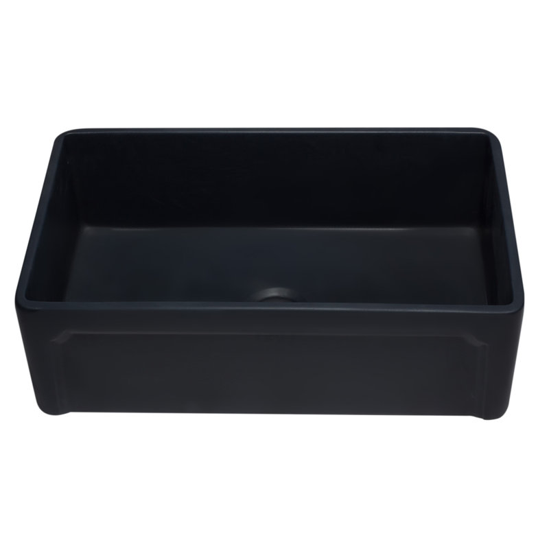 32.63'' L Single Bowl Fireclay Kitchen Sink, Black Matte
