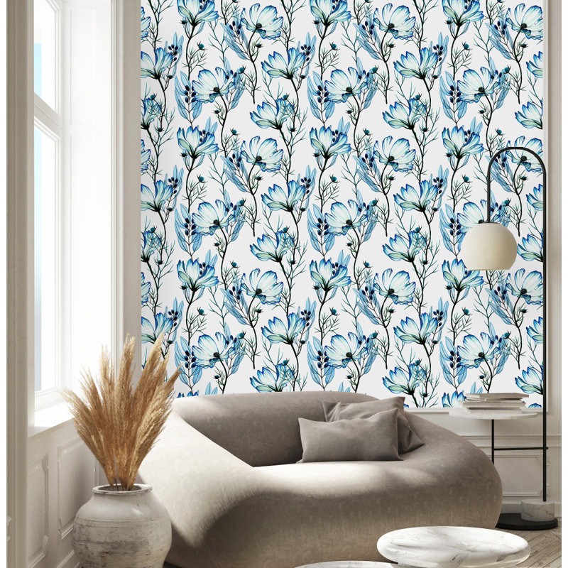 Floral Wall Mural, 2.08' W x 10.42' L