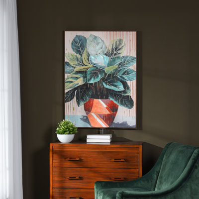 «Pots Plant I», art mural sur toile encadré à la main