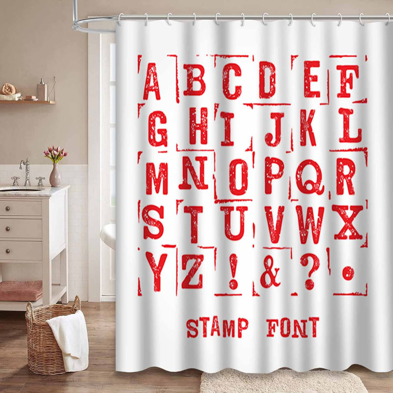 Rideau de douche imperméable à motif grunge avec 12 crochets, L 72 po x l 84 po