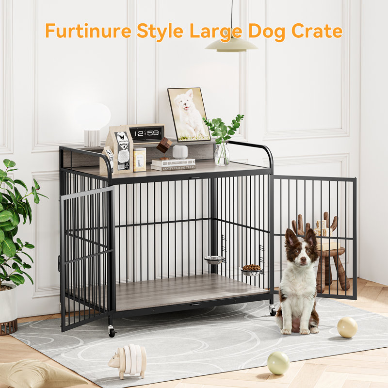 Table d'appoint pour chien, cage pour chien, H 40 po x l 22,50 po x P 22,50 po, Gris