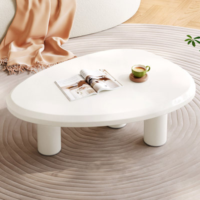 Modern Triangle Coffee Table, Off-White, Living Room