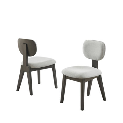 Ensemble de 2 chaises de salle à manger rembourrées en tissu gris clair Valencia avec structure en bois gris Valencia