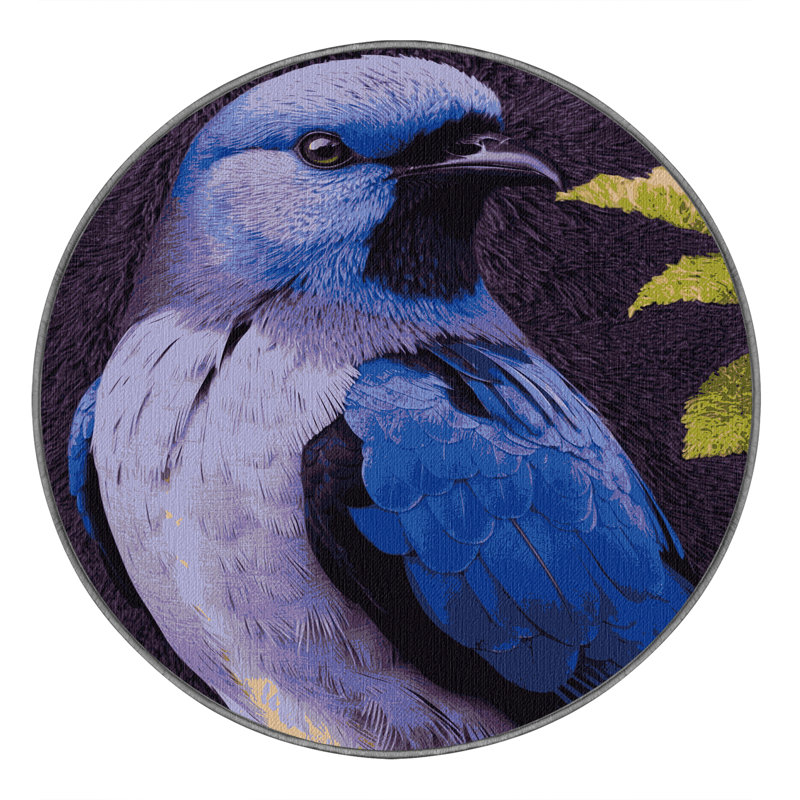  Tapis lavable violacé Euphonia Birds, Rond 3 pi