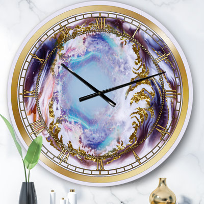 Kidney Gerbera Golden Agate - horloge murale moderne